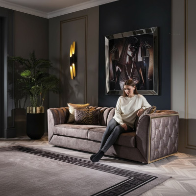 Canapé luxueux 3 places taupe pour meubles de salon