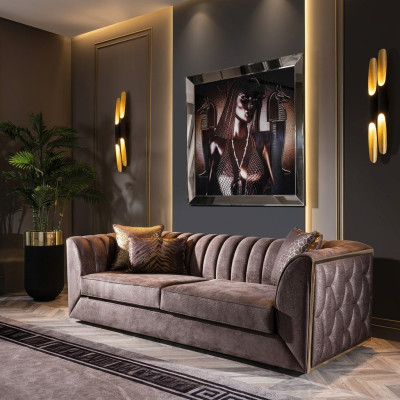 Canapé luxueux 3 places taupe pour meubles de salon