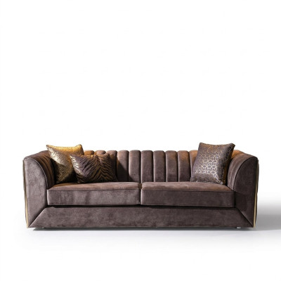 Canapé luxueux 3 places taupe pour meubles de salon