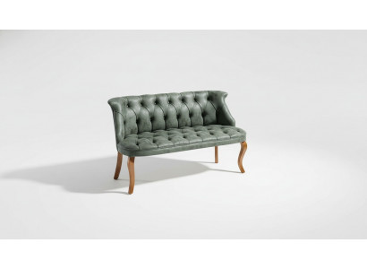 Canapé Chesterfield vert deux places en simili cuir pour salon