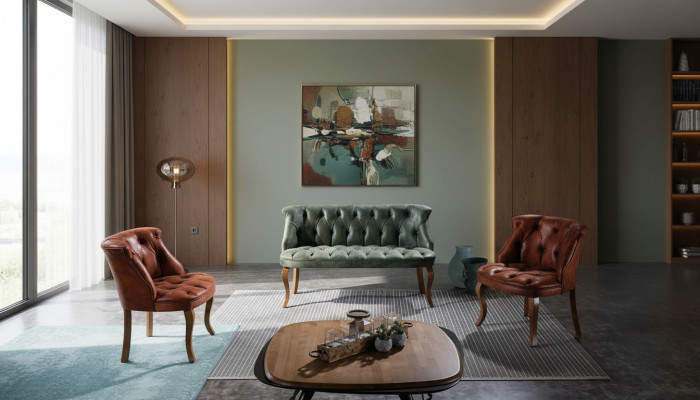 Canapé Chesterfield moderne en simili cuir, meubles, canapé deux places, fauteuil de style