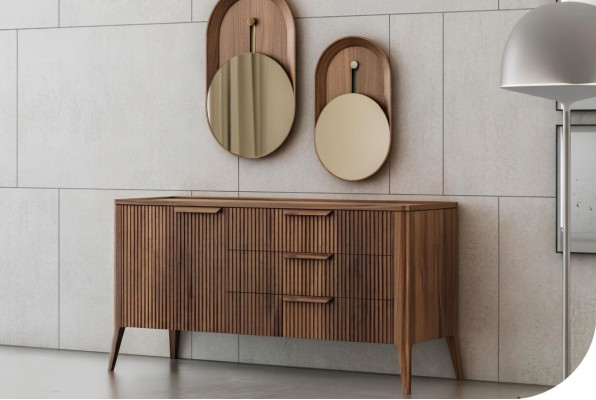 Noyer naturel - Commode en marbre noir Toros Mobilier de luxe pour salon