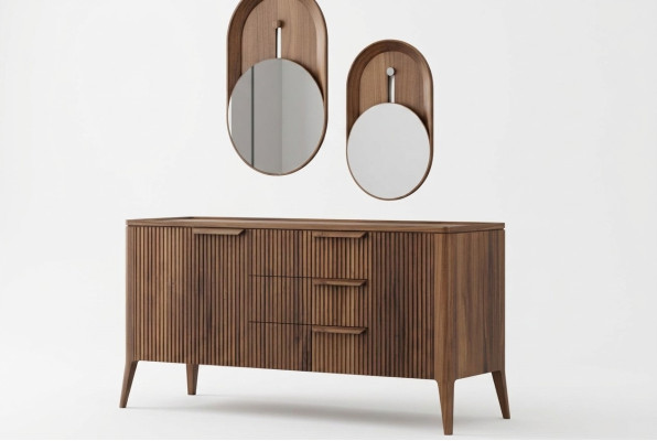 Noyer naturel - Commode en marbre noir Toros Mobilier de luxe pour salon