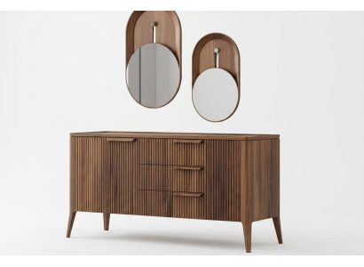 Noyer naturel - Commode en marbre noir Toros Mobilier de luxe pour salon