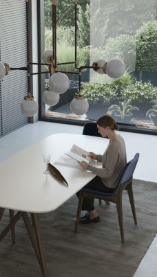 Table de cuisine en noyer naturel Mobilier de salle à manger Style moderne Mobilier de luxe Table