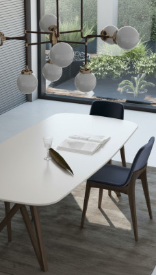 Table de cuisine en noyer naturel Mobilier de salle à manger Style moderne Mobilier de luxe Table