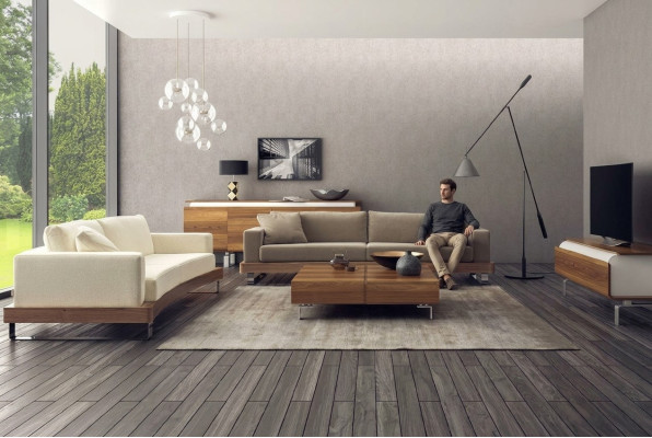 Moderne canapé deux places blanc de luxe pour salon. Nouveau mobilier d'assise.