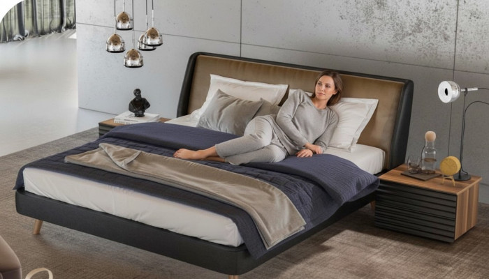 Ensemble de chambre à coucher Lit 2x Table de chevet Mobilier complet Lits Noyer naturel