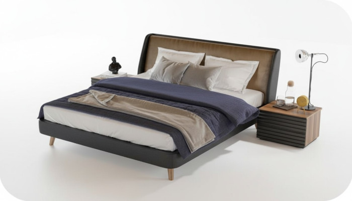 Ensemble de chambre à coucher Lit 2x Table de chevet Mobilier complet Lits Noyer naturel