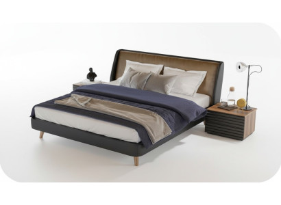 Ensemble de chambre à coucher Lit 2x Table de chevet Mobilier complet Lits Noyer naturel