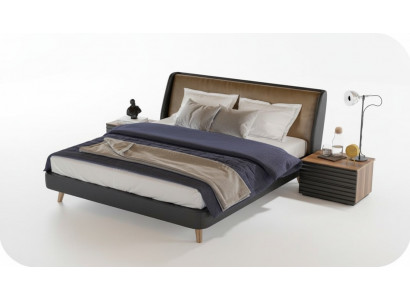 Ensemble de chambre à coucher Lit 2x Table de chevet Mobilier complet Lits Noyer naturel