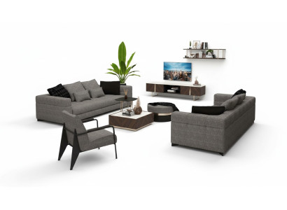 Fauteuil gris pieds en acier inoxydable mobilier moderne de salon fauteuil canapé sofa