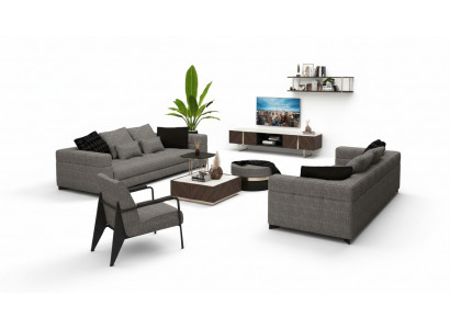 Fauteuil gris pieds en acier inoxydable mobilier moderne de salon fauteuil canapé sofa