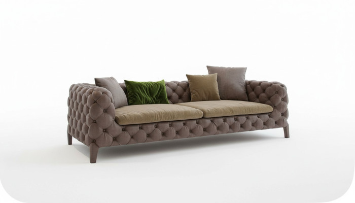 Chesterfield Canapé moderne quatre places en taupe Meubles de salon moderne Nouveau