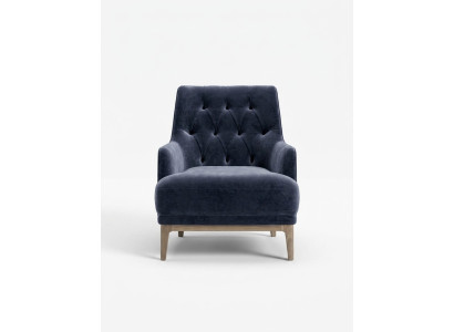 Bleu, le fauteuil Chesterfield exclusif, salle de séjour, un siège en bois.