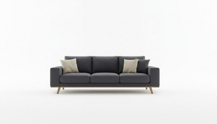 Canapé de salon gris luxueux trois places en tissu moderne style mobilier