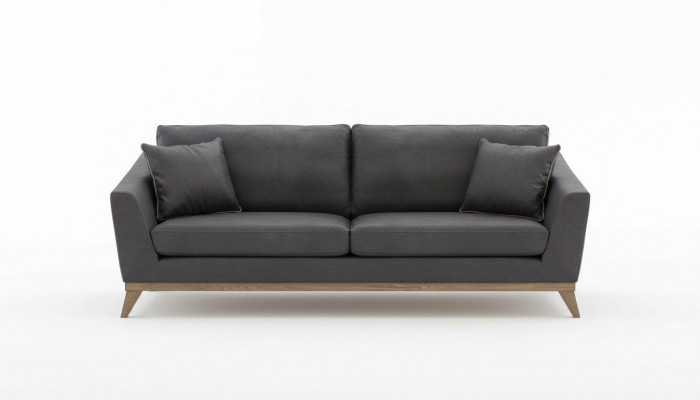 Imitation cuir gris Canapé moderne de salon à trois places Style de canapé mobilier