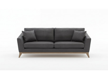 Imitation cuir gris Canapé moderne de salon à trois places Style de canapé mobilier