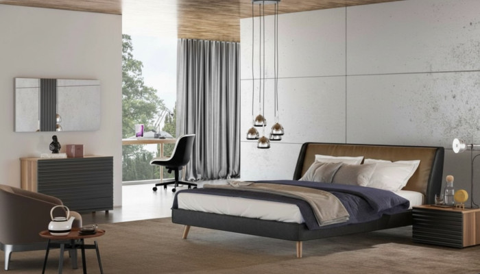 Ensemble de chambre cadre de lit Tables de chevet Commode Miroir meubles en bois