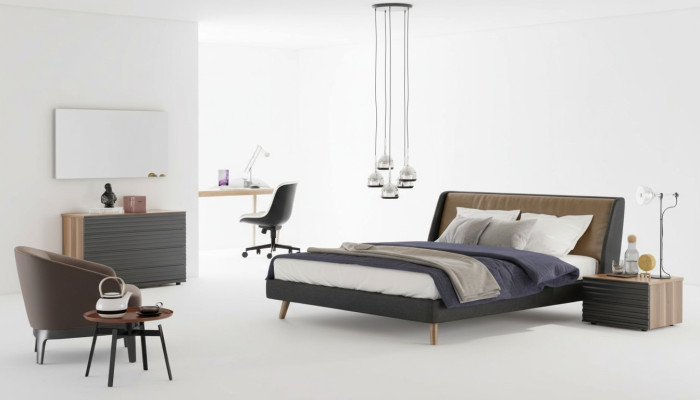 Ensemble de chambre cadre de lit Tables de chevet Commode Miroir meubles en bois