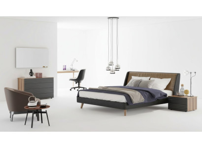 Ensemble de chambre cadre de lit Tables de chevet Commode Miroir meubles en bois