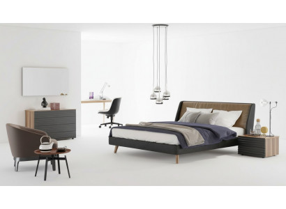 Ensemble de chambre cadre de lit Tables de chevet Commode Miroir meubles en bois