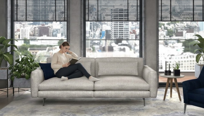 Canapé trois places Mobilier de salon moderne Canapés en tissu Gris Style moderne