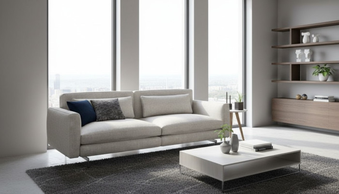 Canapé trois places Mobilier de salon moderne Canapés en tissu Gris Style moderne
