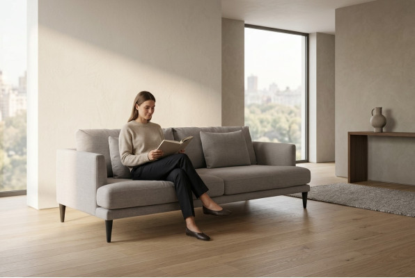 Canapé de luxe gris deux places en tissu pour salon contemporain