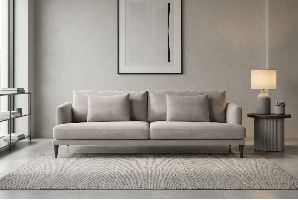 Canapé de luxe gris deux places en tissu pour salon contemporain
