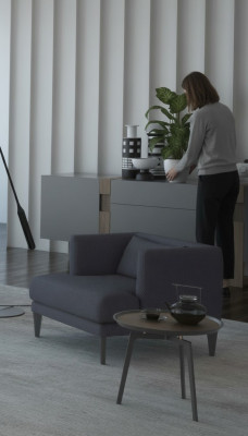 Gris fauteuil inclinable confortable de designer de luxe à un seul siège à ailes moderne
