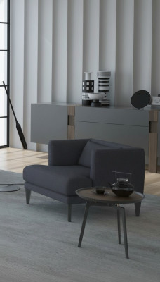 Gris fauteuil inclinable confortable de designer de luxe à un seul siège à ailes moderne