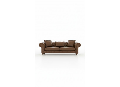 Canapé de salon en cuir luxueux à trois places de couleur marron, style mobilier neuf