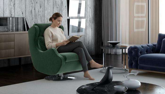 Fauteuil vert pour le salon Mobilier d'ameublement pour une seule personne Fauteuil cocktail élégant Moderne