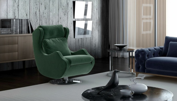 Fauteuil vert pour le salon Mobilier d'ameublement pour une seule personne Fauteuil cocktail élégant Moderne