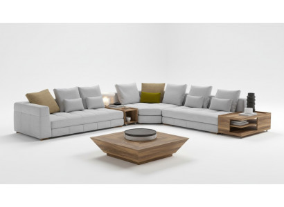 Ensemble de canapés d'angle blanc en textile luxueux, canapés en L, nouvelle suite