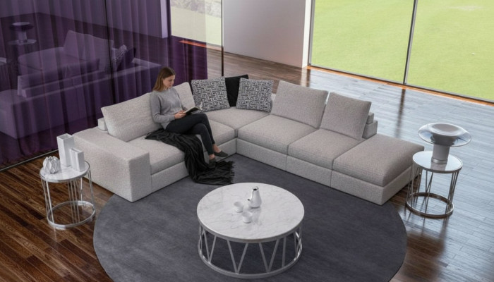 Canapé d'angle blanc Rembourrage Suite d'angle Canapés de luxe en L Canapés de forme L Design moderne