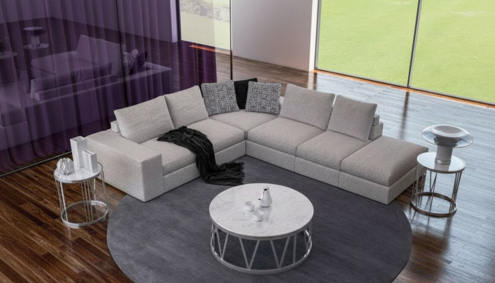 Canapé d'angle blanc Rembourrage Suite d'angle Canapés de luxe en L Canapés de forme L Design moderne