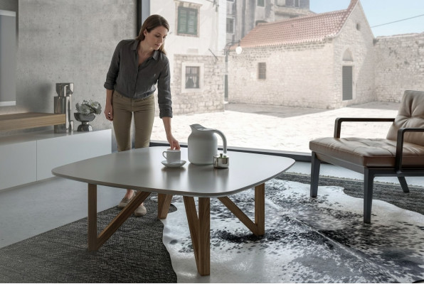 Table basse Salon Table Luxe Noyer Naturel Table d'appoint Design