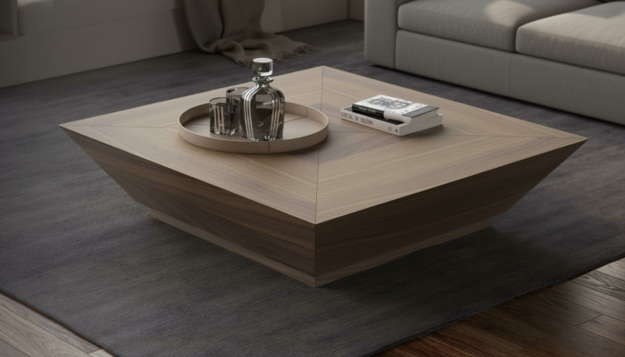 Tables basses Rectangulaires de luxe en noyer naturel des concepteurs.