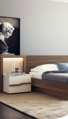 Table de chevet en noyer naturel Chambre Tables de chevet Luxe