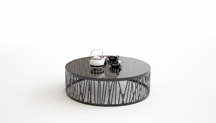Table basse design moderne en verre avec tables d'appoint assorties pour le salon