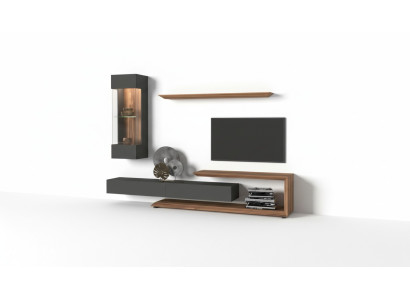 Armoire murale panneau latéral en noyer naturel - anthracite mat