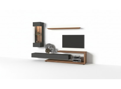Armoire murale panneau latéral en noyer naturel - anthracite mat
