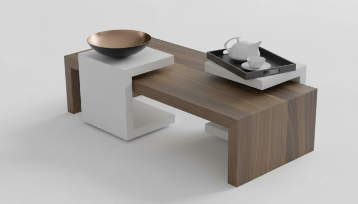 Ensemble de table basse en noyer naturel Mobilier de salon Tables d'appoint Moderne nouveau