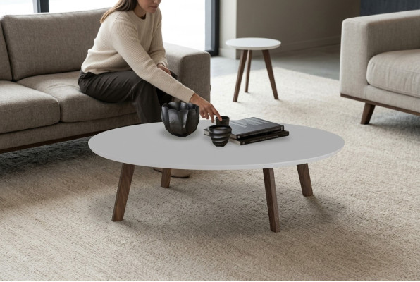 Petites tables basses rondes Ensemble de meubles de salon Tables en bois massif Luxe neuf