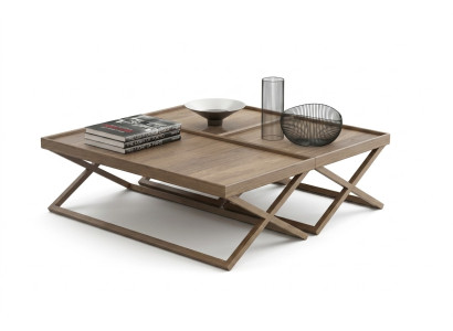 Table basse pliante de luxe marron en bois pour salon de style mobilier de salon.