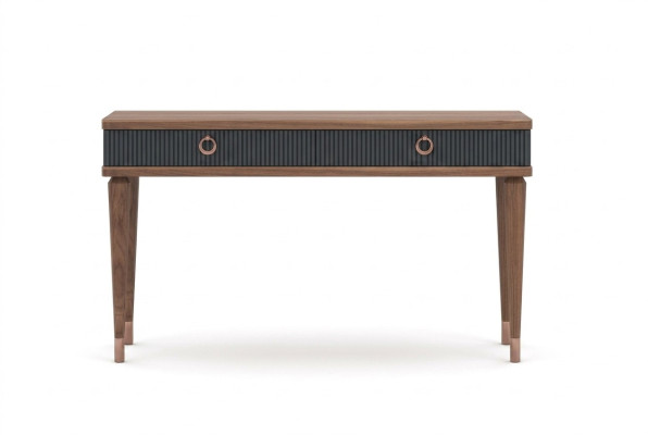 Table console moderne avec tiroirs en noyer naturel de luxe - anthracite