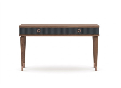 Table console moderne avec tiroirs en noyer naturel de luxe - anthracite