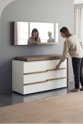 Commode de luxe blanche avec miroir Design moderne en noyer naturel nouveau